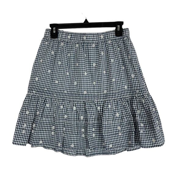 Madewell Dresses & Skirts - Madewell skirt gingham embroidered tiered pull on